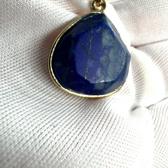 Charming Charlie Gold Tone Fashion Necklace w/Lapis Lazuli Teardrop Pendant - Picture 10 of 16